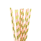 25 Pailles Papier pour Cake Pops Rayées Or & Somo